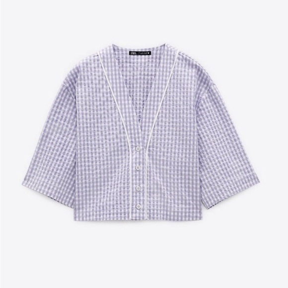 Zara purple and white gingham pants set - Picture 2 of 7